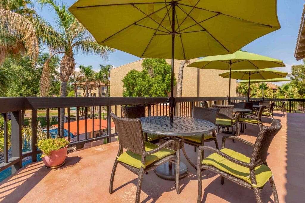 Patio seating at Inspirations of Mesa.